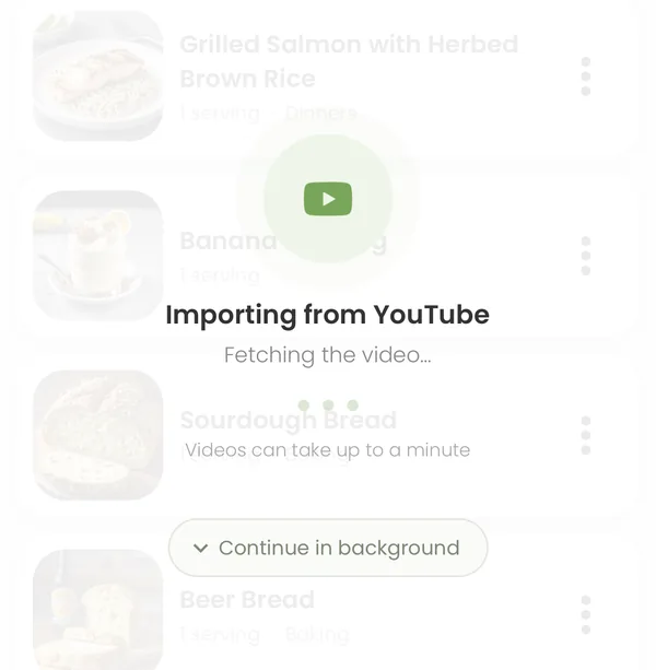 Supper importing a recipe from a shared YouTube video